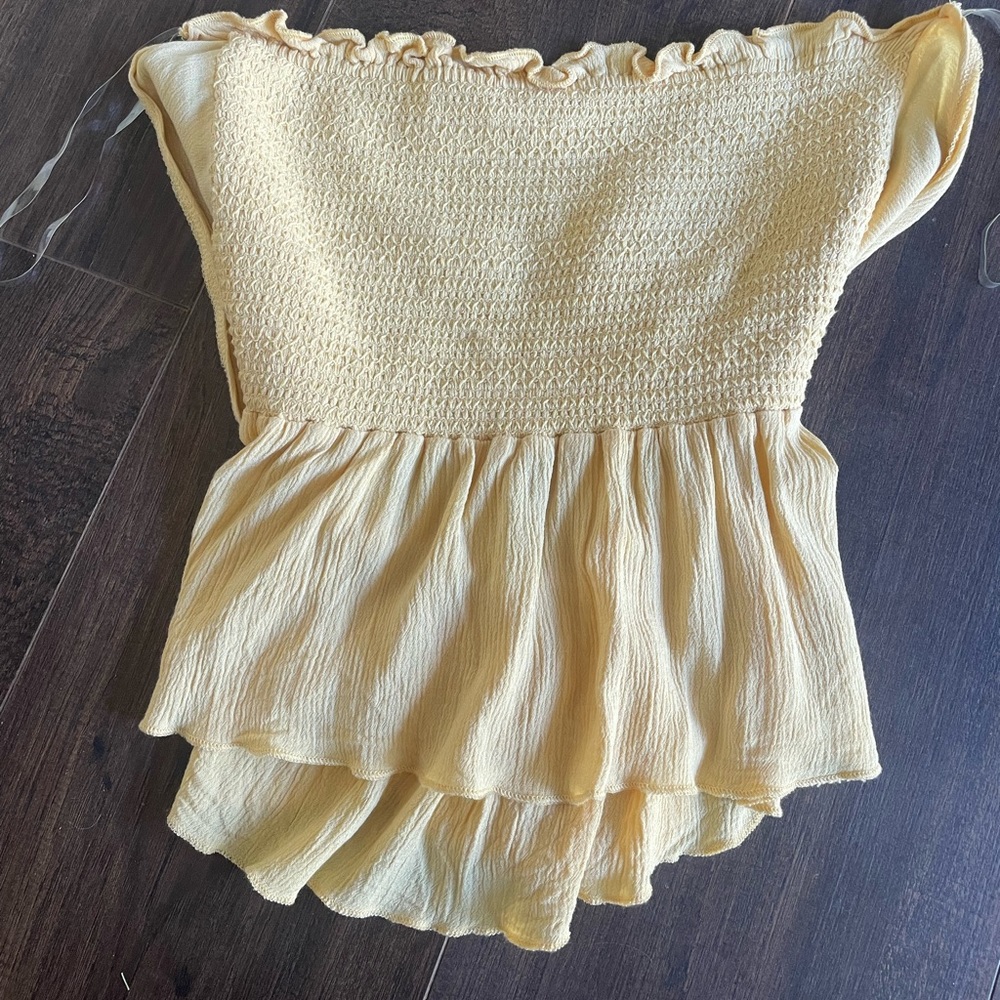 Yellow tube top that ties in the back